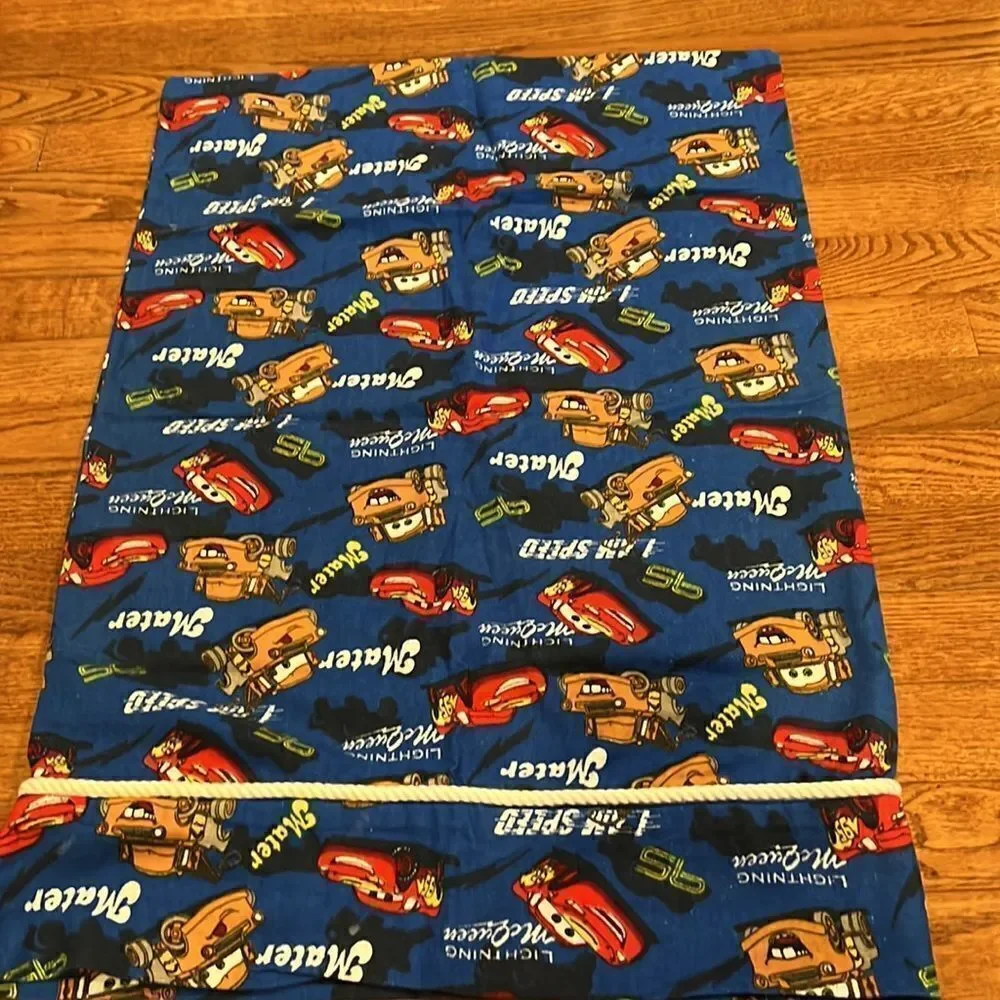 Custom made standard size flannel Cars pillowcase with white cording.